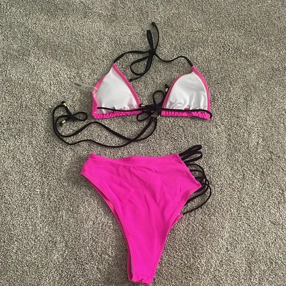 Shein Pink and Black Women's Bikini Set - Picture 2 of 2